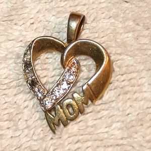Vintage JJT Two Tone Sterling Silver Mom Heart Pendant